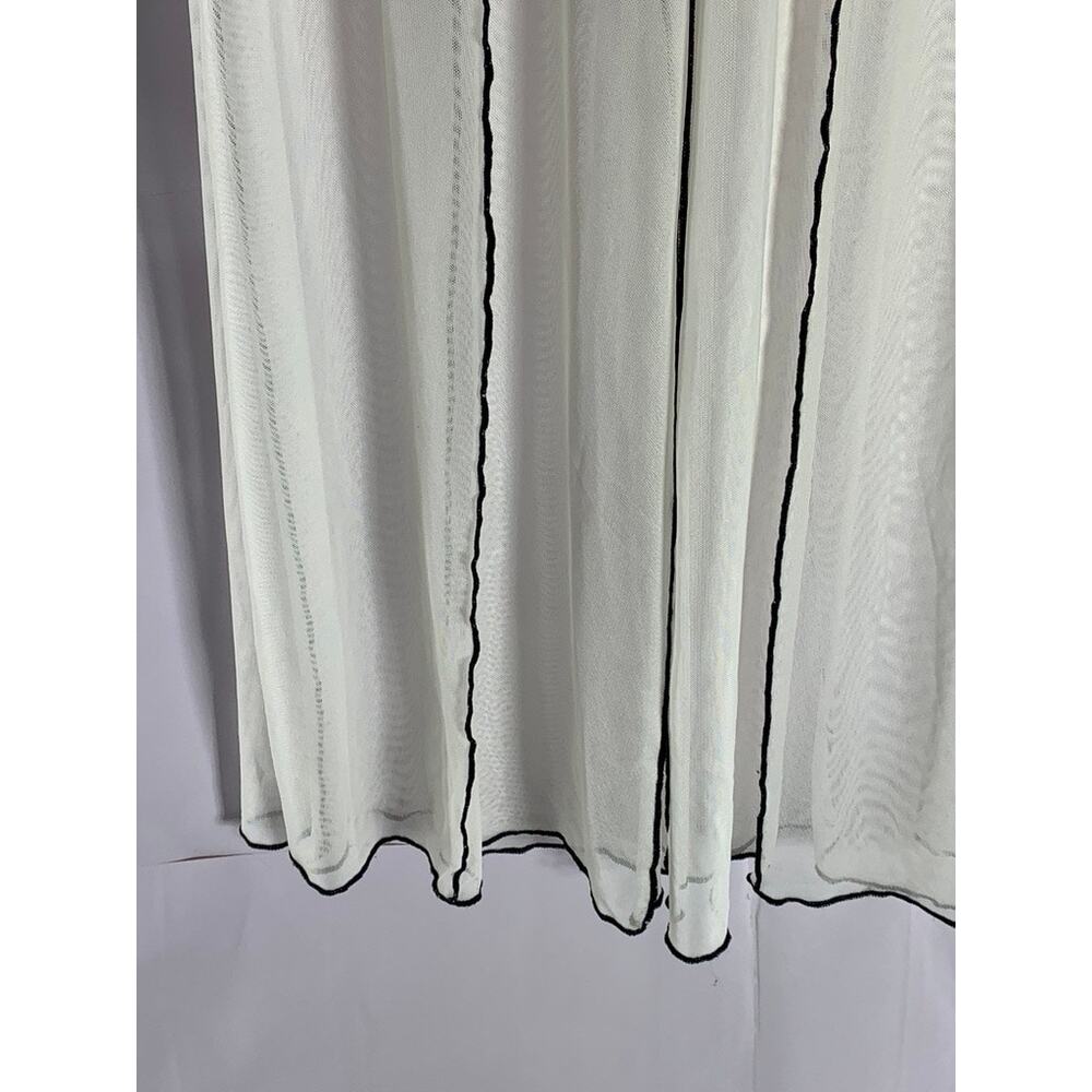 MOSSKAH Women's White Cream/Black Drawstring Striped Mesh Pant Cover Up SZ S - Picture 6 of 9